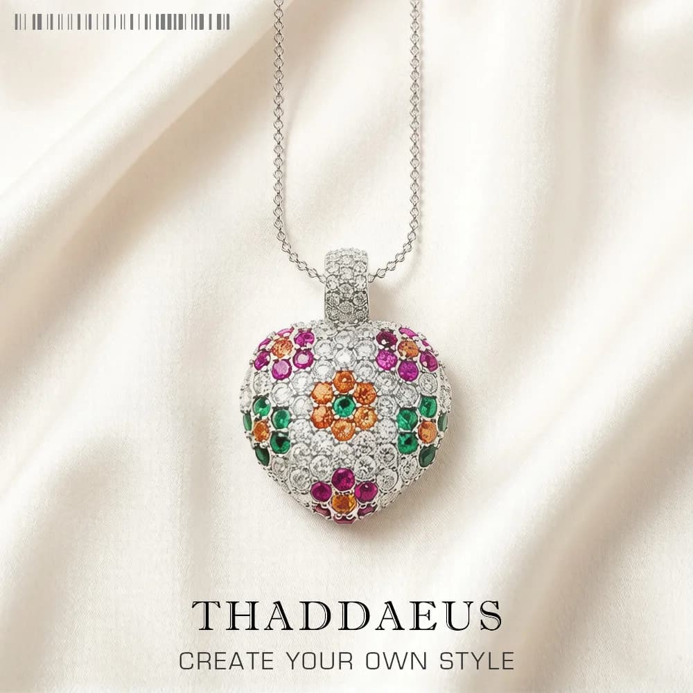 Collier coeur fleur colorée été flambant neuf romantique bijoux fins Europe 925 en argent Sterling cadeau pour les femmes