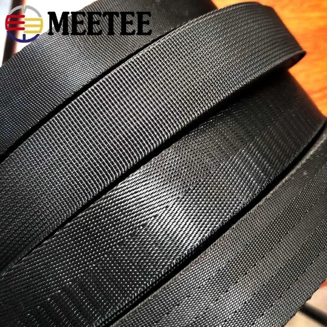 Meetee-Sangle de sac en nylon noir, ruban de ceinture, matériel de couture de vêtement bricolage, 5m, 20mm, 25mm, 32mm, 38mm