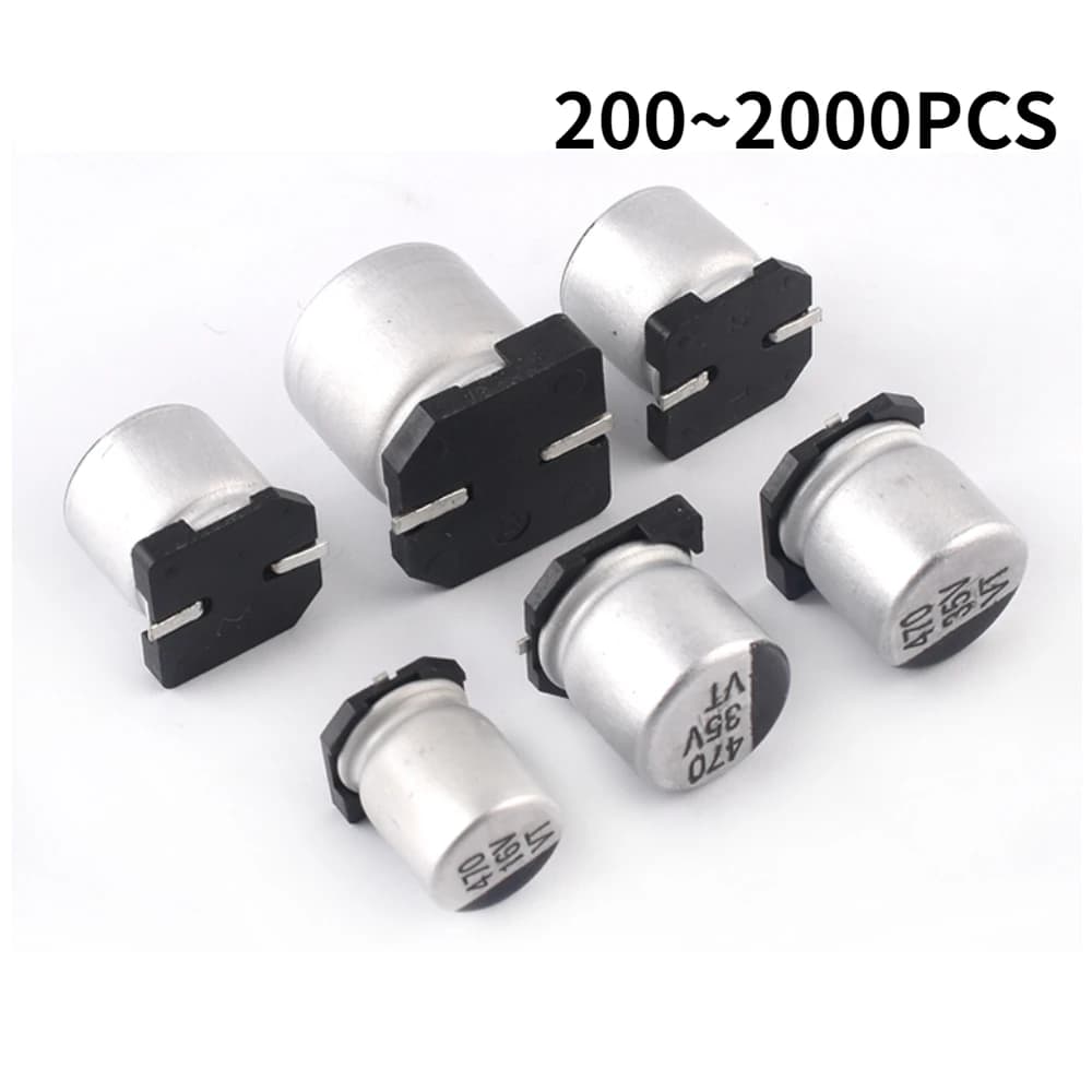 Condensateur électrolytique SMD 2000/1000/500/200 pièces, 6.3v 10v 16v 25v 35V 50V 0.1 1 2.2 3.3 4.7 10 22 33 47 100 220 330 470UF 1000UF