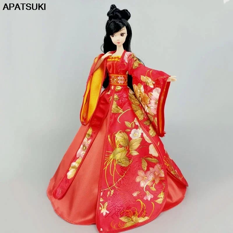 Robe rouge pour Barbie beurre 1/6, costume traditionnel chinois de beauté des prHub, vêtements de soirée, accessoires, jouet