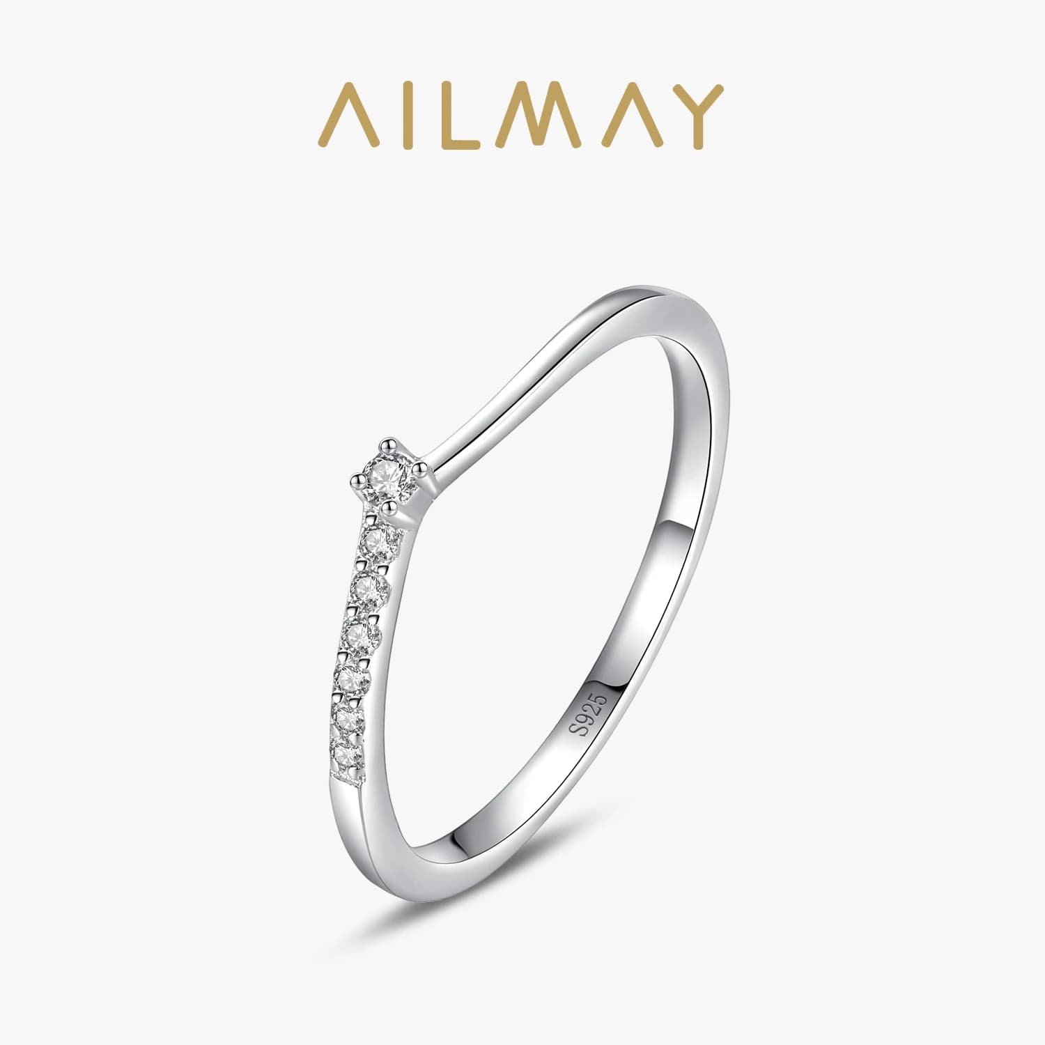 Ailmay – bagues empilables en argent Sterling 925, Simple, romantique, clair, Zircon, bijoux de fiançailles, anniversaire féminin