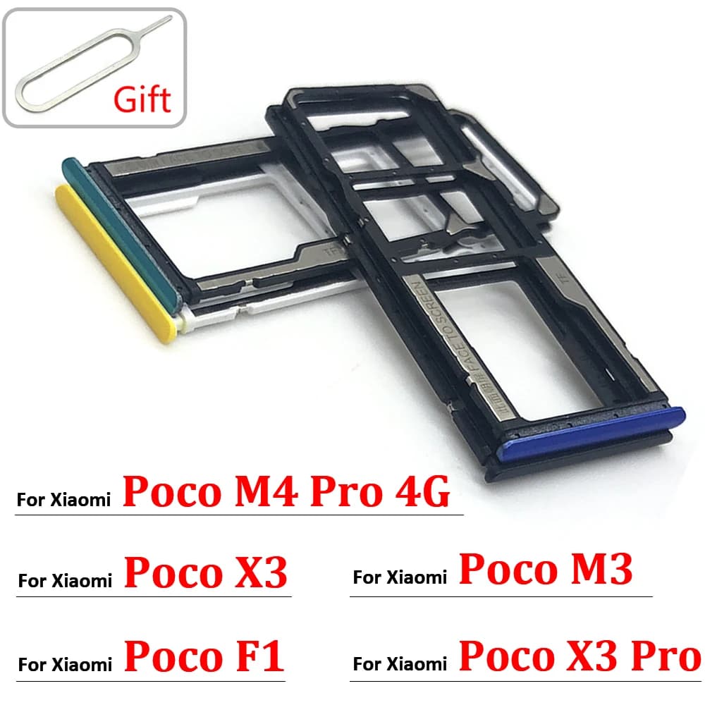 Tiroir à fente pour puce de carte SIM, adaptateur de support de plateau de carte SD pour téléphone portable Xiaomi Poco M3 F1 X3 M4 Pro 4G + broche d'éjection, nouveau