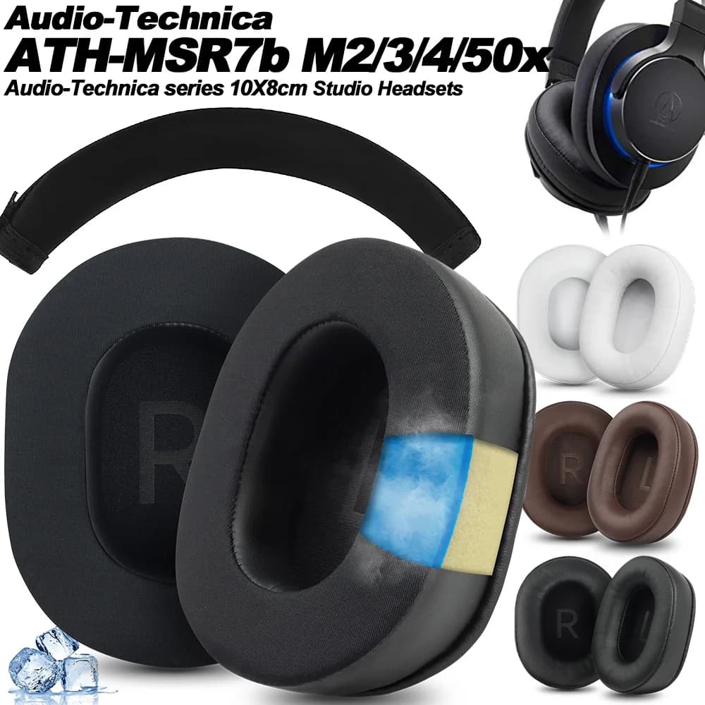 Coussinets d'écouteurs de remplacement pour audio-technica ATH-MSR7b M10X/M20X/M30X/M40X/M50X/PRO5v/SX1a/10x8cm 100x80mm