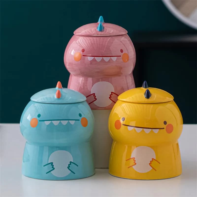Tasse à café en porcelaine peinte à la main, dessin animé dinosaure mignon avec couvercle, tasse à lait créative pour petit déjeuner, tasse à thé en céramique pour Couple, verres