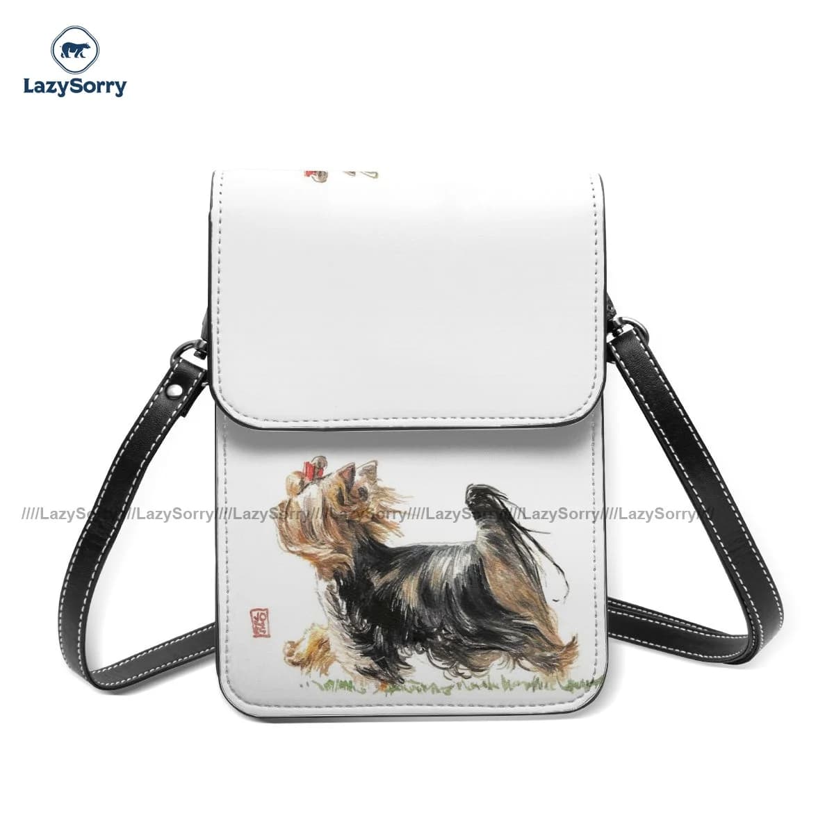 Sac à provisions en cuir pour amoureux des chiens, sac pour téléphone portable féminin, sacs amusants en vrac, Yorkshire Terrier initié