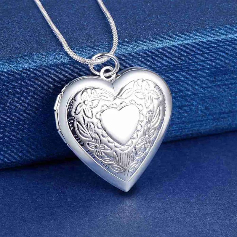 Collier en argent Sterling 925 pour femmes, pendentif avec cadre photo en forme de cœur de 18 pouces, bijoux tendance, cadeaux de vacances de mariage, nouvelle collection