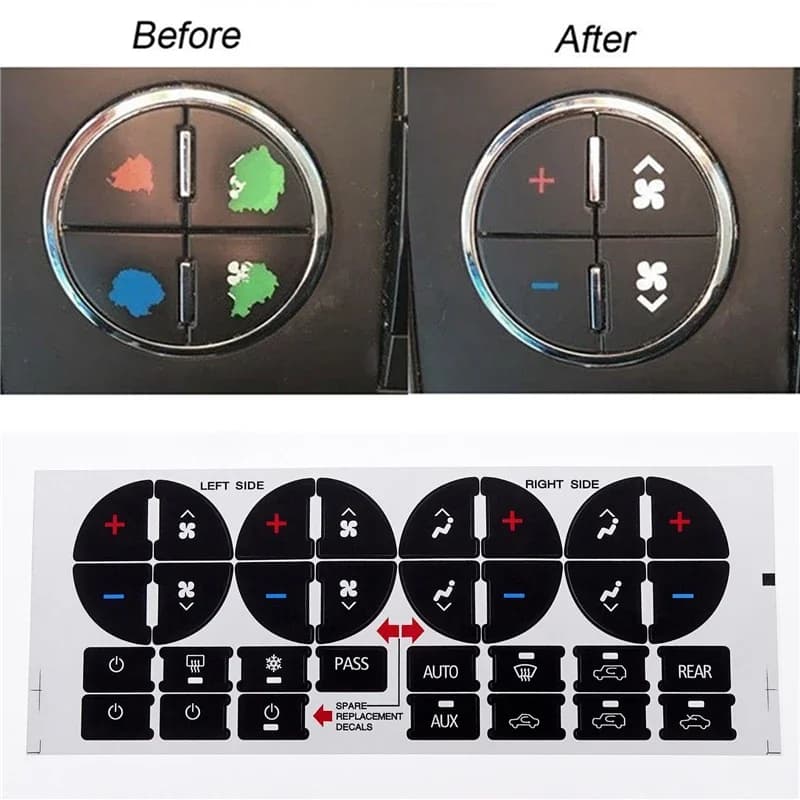 Autocollants de réparation de boutons de climatisation AC, autocollants de décoration pour GMC Buick Traverse banlieue Avalanche Chevy