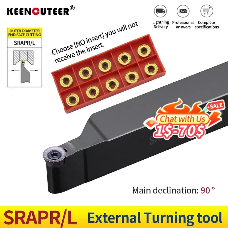 Porte-outil de tournage externe , RPMT/RPGT Inserts en carbure, ensemble d'outils pour tour, Machine de découpe SRAPR1616H08 SRAPR2020K10 SRAPR2525M10 outil de tour a metaux cutting tool