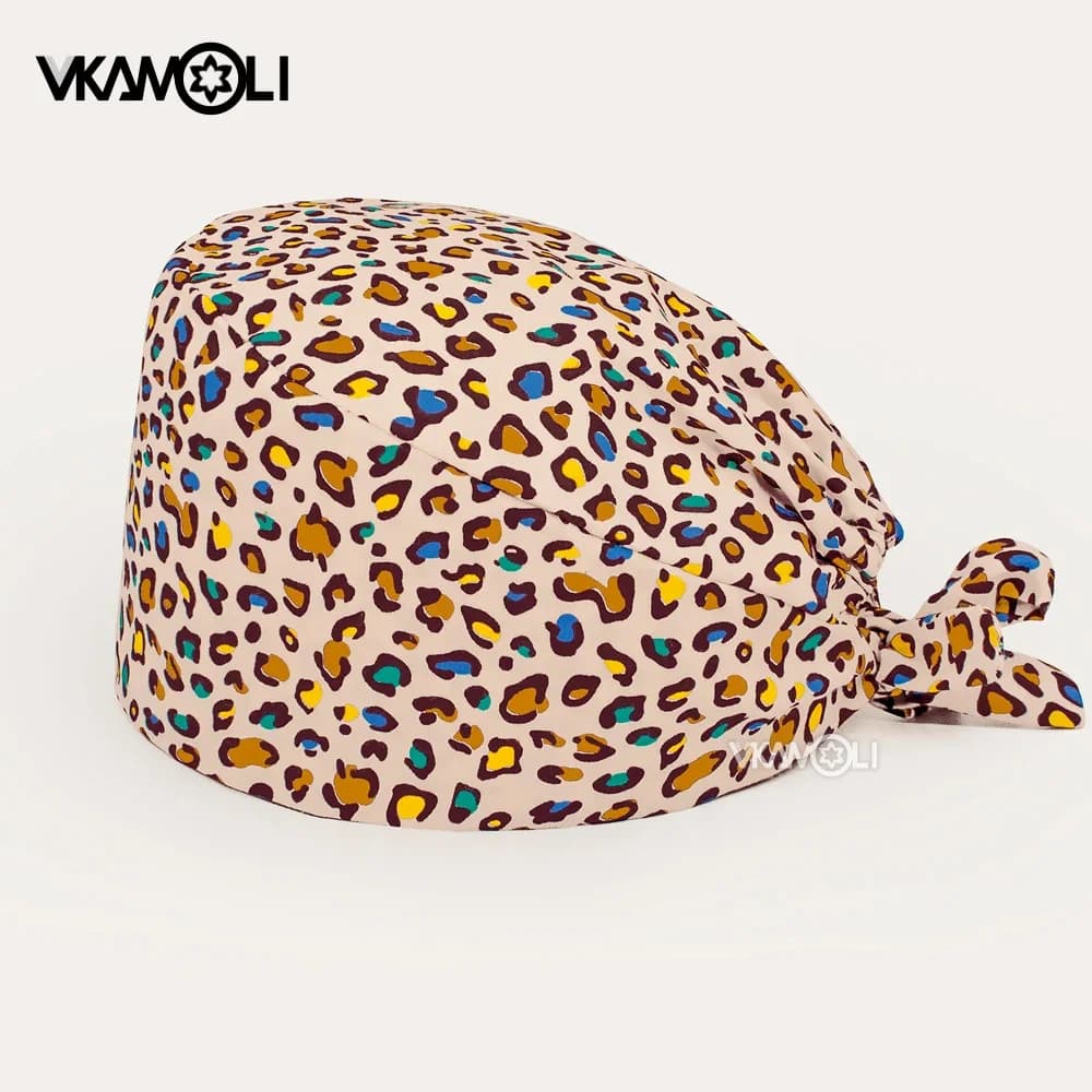 Casquettes de gommage imprimées à motif léopard, Station de Service de santé, agence de toilettage pour animaux de compagnie, chapeau de gommage de travail, chapeaux de beauté, chapeau d'allaitement