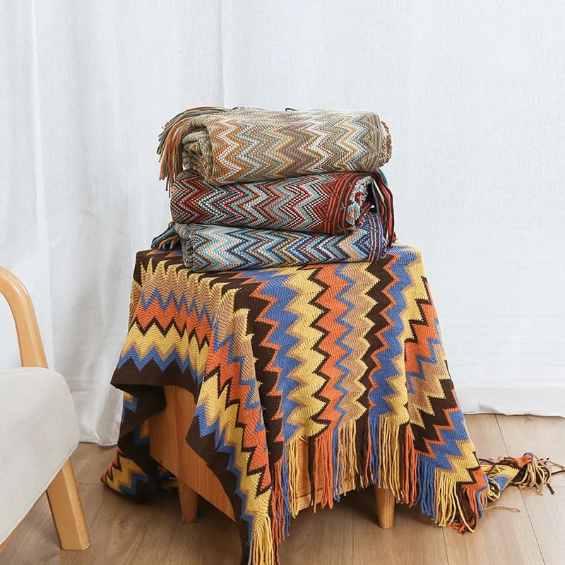 Couverture Battilo Boho légère en tricot avec pompons, couverture de canapé bohème tissée, couverture de lit douce, couverture décorative