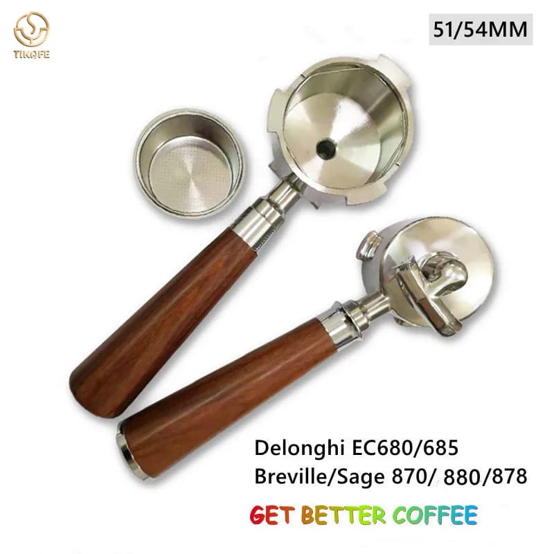 Porte-filtre à café à double bec 51/54 mm - Compatible avec DeLonghi Dedica EC680/EC890/EC900 et Breville 870/878/880 Sage Bambino