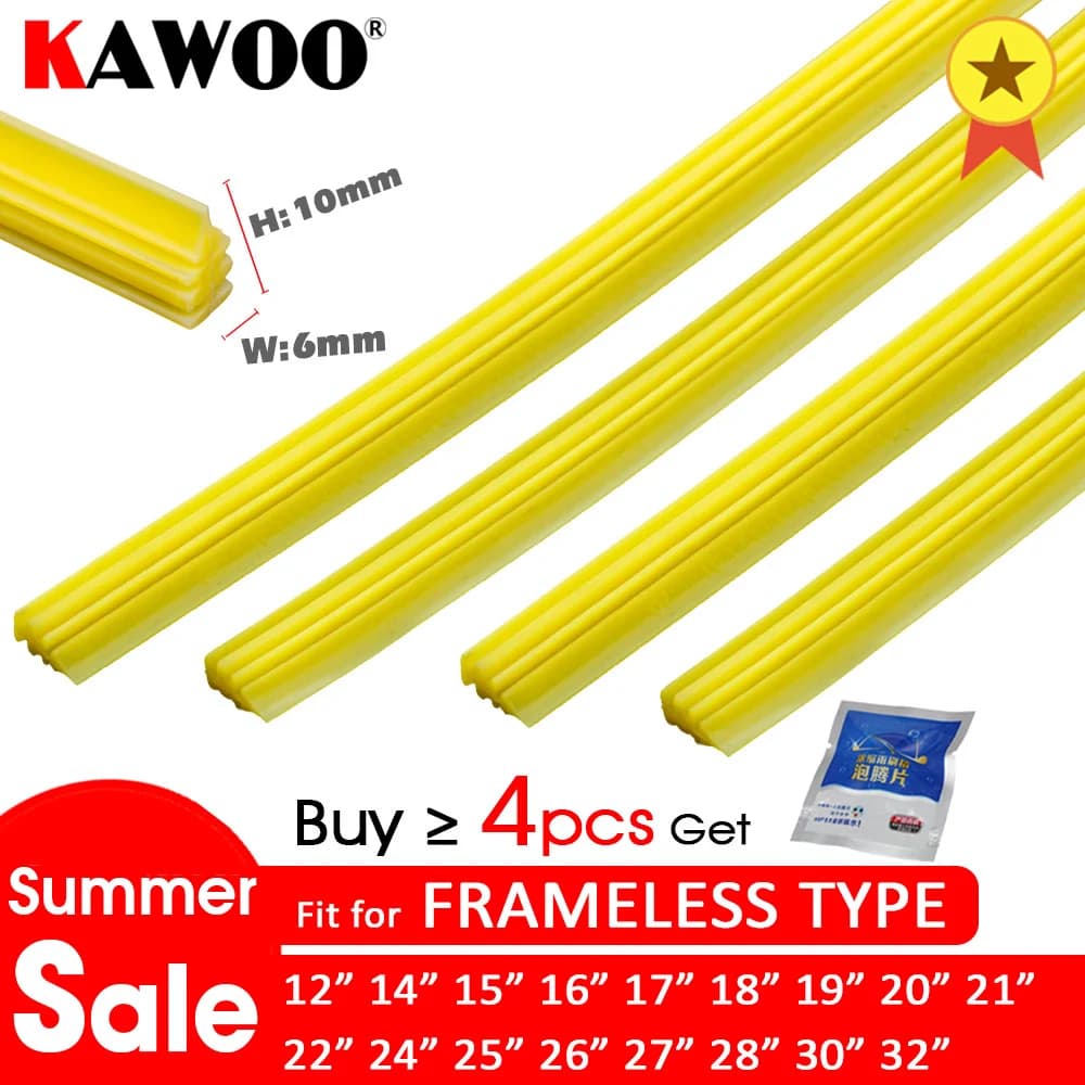 Bandes de recharge en silicone pour essuie-glace sans cadre Wretraités, gel de pton pour voiture, 6mm, 12", 14", 15", 16", 17", 18", 19", 20", 21", 22", 24", 25",26",27",28",30",32".