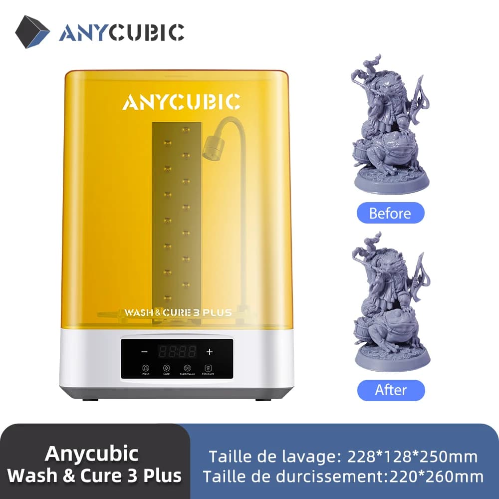 ANYCUBIC Wash & Cure 3 Plus Machine à laver et à durcir pour Photon Mono M7, imprimante 3D LCD, modèles d'impression 3D, 2 en 1