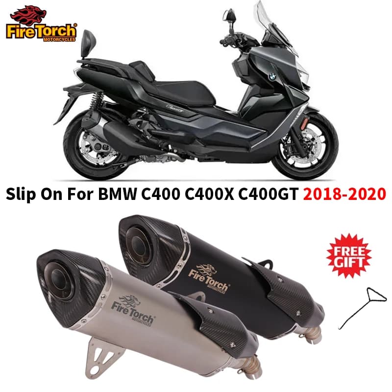 Silencieux à enfiler en fibre de carbone pour moto, système complet, tuyau de liaison intermédiaire, Escape Moto, BMW C400, BMW C400X, BMW C400ight 2018-2020