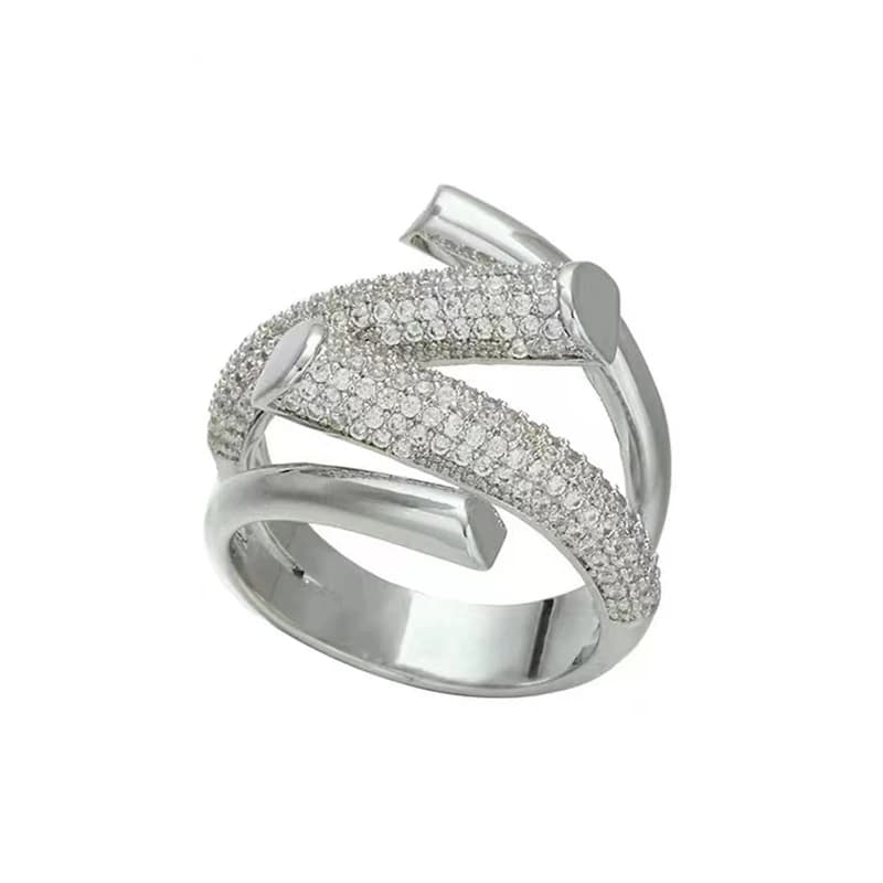 Bagues en métal et Zircon pour femmes, Design exagéré, croix, couleur argent, bijoux de mode coréenne, ensemble de bagues inhabituelles gothiques pour filles