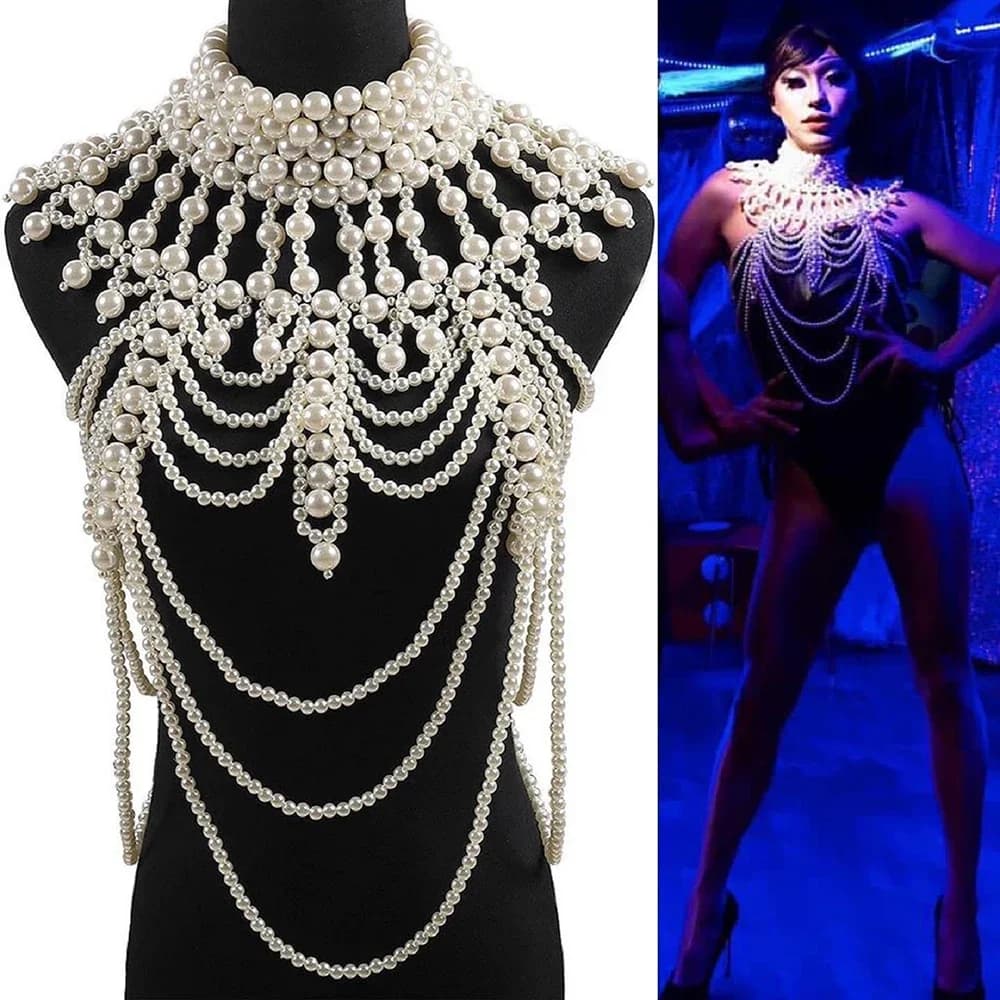 Bijoux de collier de châle de perles pour femmes, col initié, longs colliers de la présidence, pull JOSexy, accessoires de robe de mariée