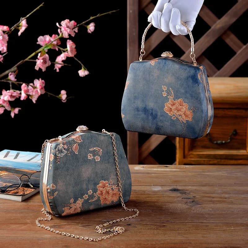 Sac de soirée brodé en soie pour femme, pochette de mariée avec chaîne d'épaule, sac à main de mariage pour dames avec poignée supérieure