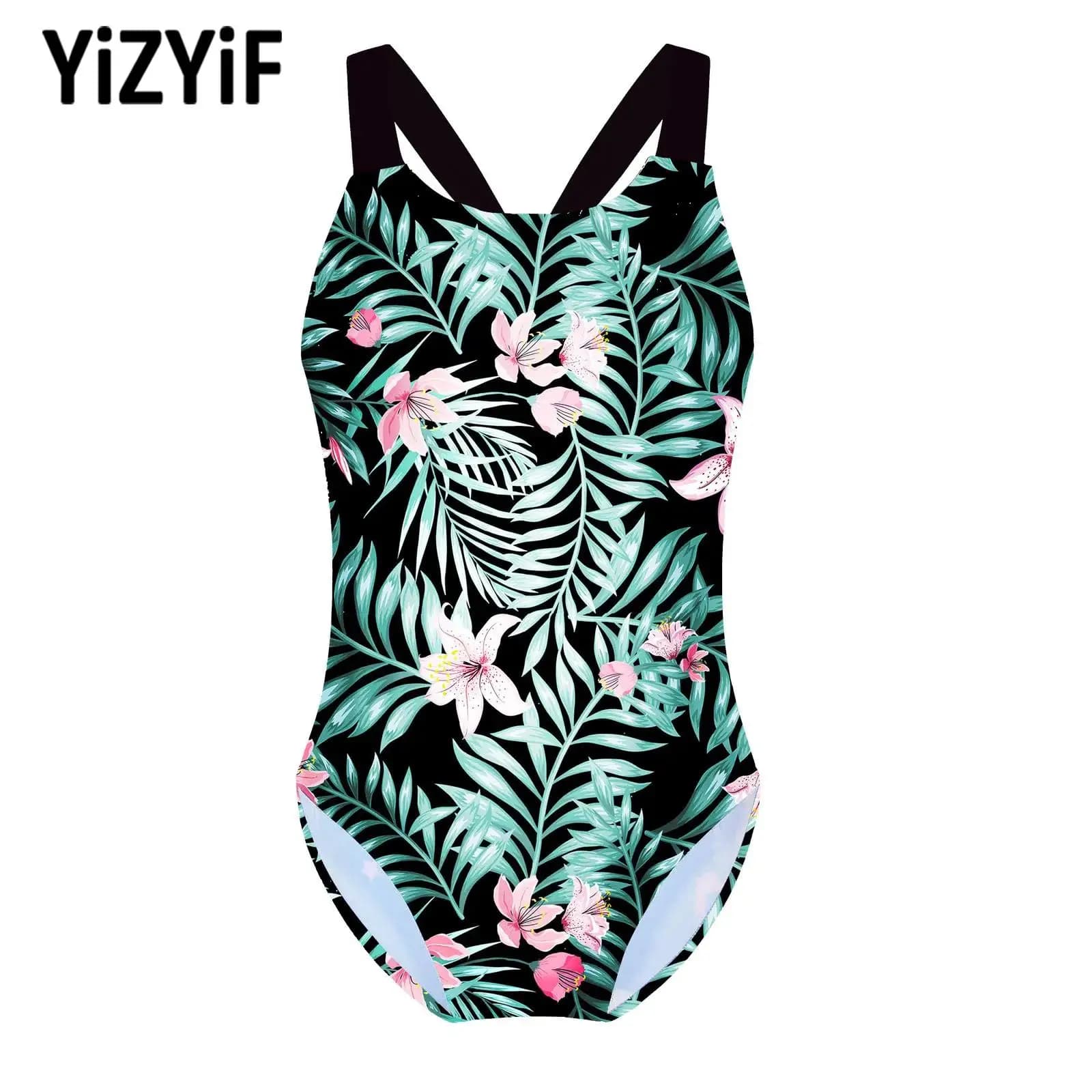 Maillot de bain une pièce pour petites et grandes filles, motif de dessin animé imprimé, vêtements de plage pour enfants, 4-16 ans