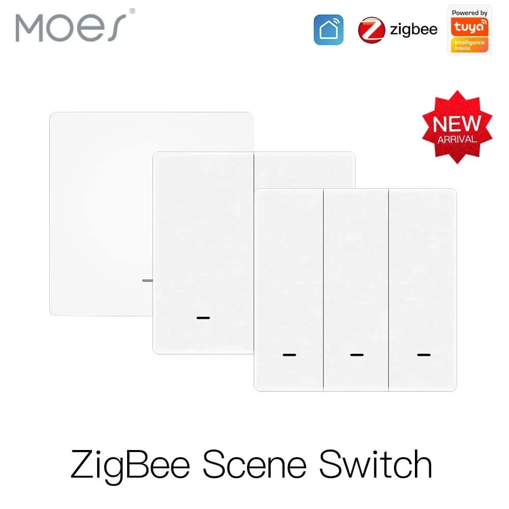 Moes – interrupteur de scène à bouton poussoir, transmetteur alimenté par batterie, Assistant intelligent pour la maison, automatisation des applications, 1/2/3 gangs, Tuya ZigBee