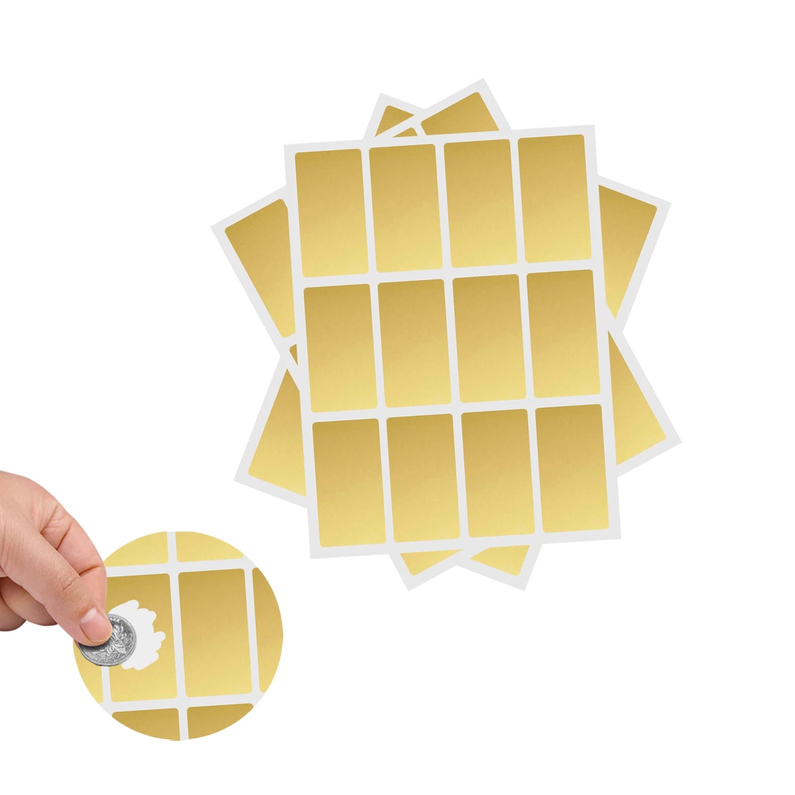 100 autocollants à gratter dorés et argentés 25mmx50mm, étiquettes adhésives DIY pour mot de passe à gratter