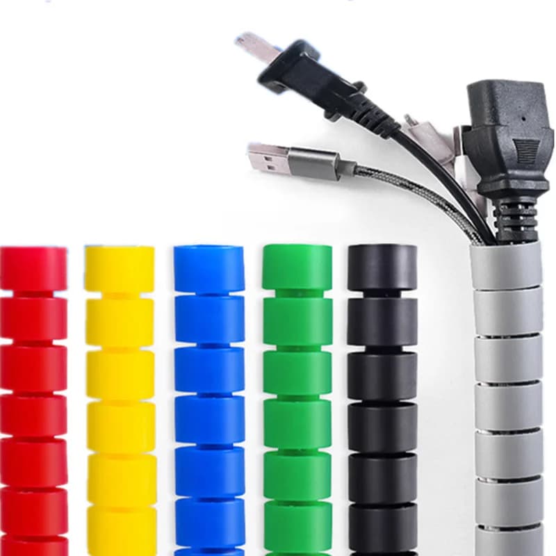 Protecteur de fil de câble à enroulement rond en spirale, tube de couverture sans clip de ligne, protection de ligne, 6 couleurs, 8mm, 10mm, 15mm, 20mm, 25mm, 1m