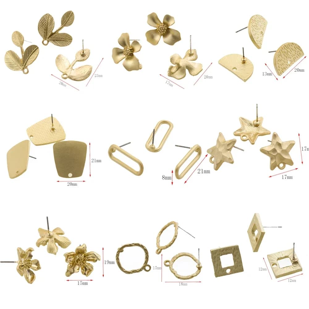 10 pièces bricolage boucles d'oreilles réglage mat doré carré creux étoile boucles d'oreilles connecteurs boucles d'oreilles Base pour accessoires de fabrication de bijoux