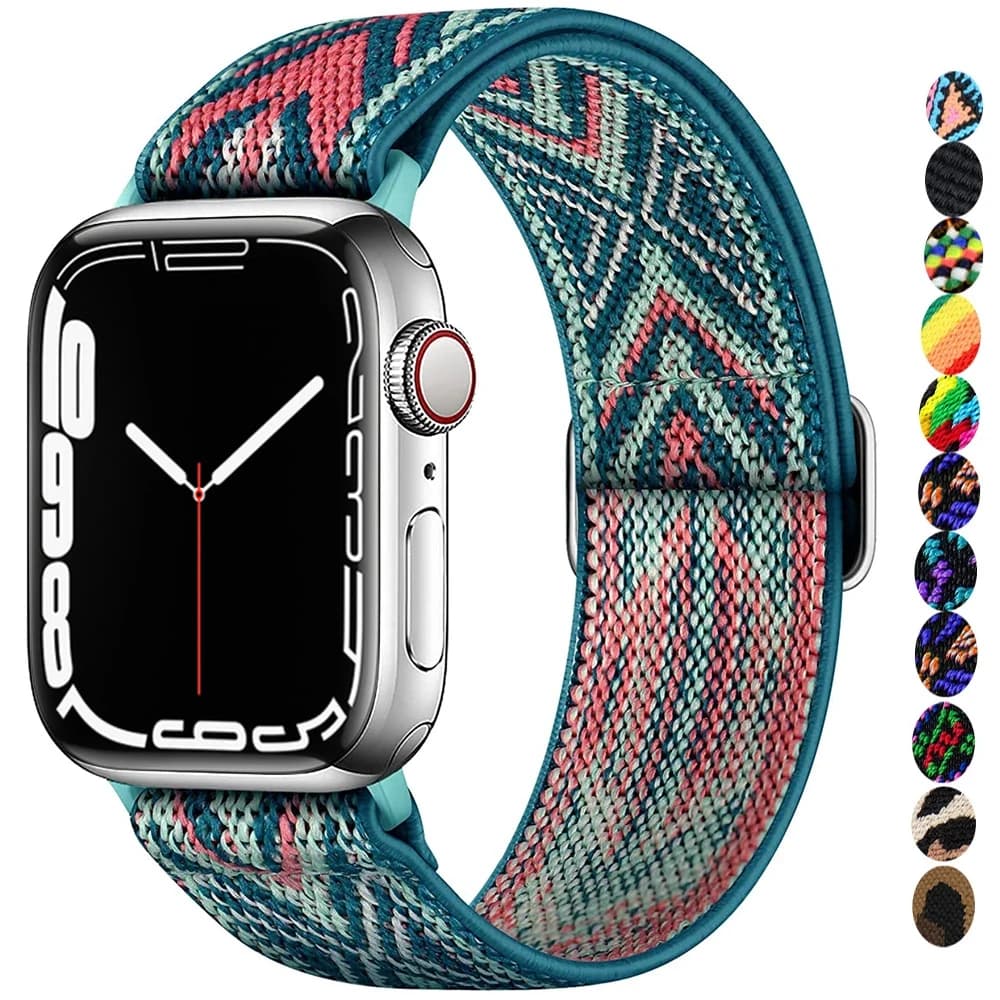 Scrunchie Strap pour Apple Watch Band, Bracelet en nylon, Correa iWatch Series 8, 7, SE, 6, 5, 3, 4, 45mm, 41mm, 44mm, 40mm, 38mm, 42mm, Ultra 49mm
