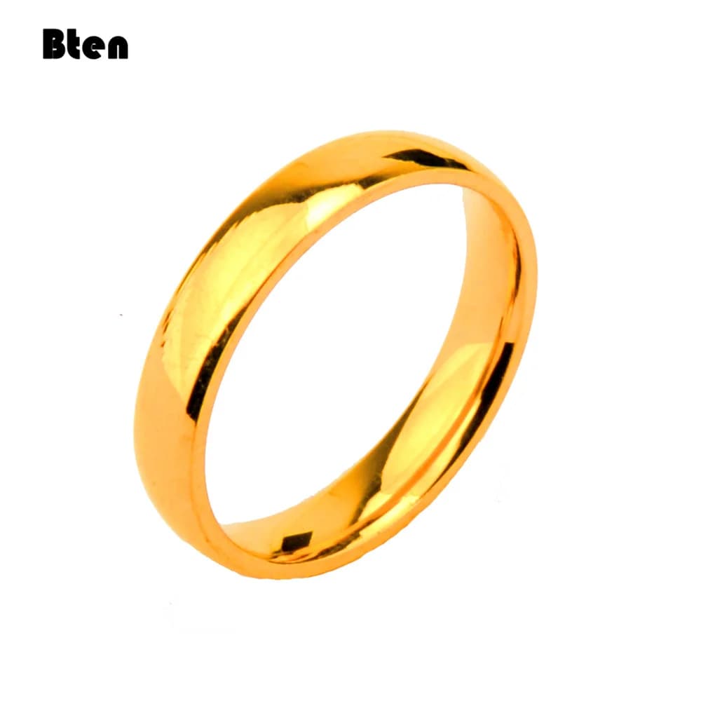 Bten – bague Simple pour hommes et femmes, anneau de mariage de Couple, couleur or argent, vente en gros, 4mm, haute qualité