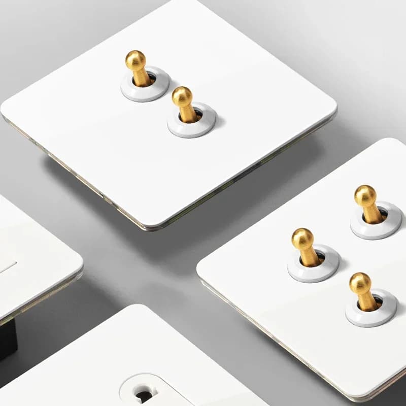 Panneau en acier inoxydable blanc, 1-4 boutons, 2 voies, interrupteur à bascule, applique murale, levier en laiton moleté, prise USB EU FR
