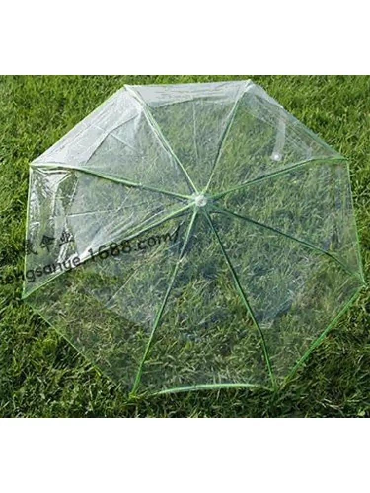 Parapluie Transparent pliant, Non automatique, bord ondulé, noir, Business, pour femmes, en plastique Transparent, pour dames