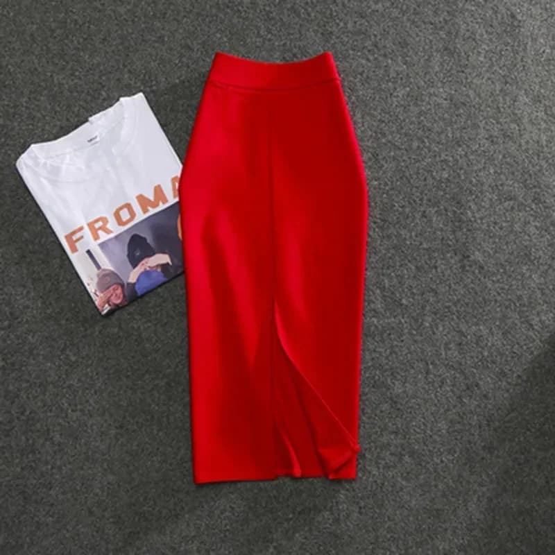 Nouvelles jupes crayon unies taille haute ajustées pour femme 2026 – Élastiques, sexy, pour l'été et le bureau (PL211)