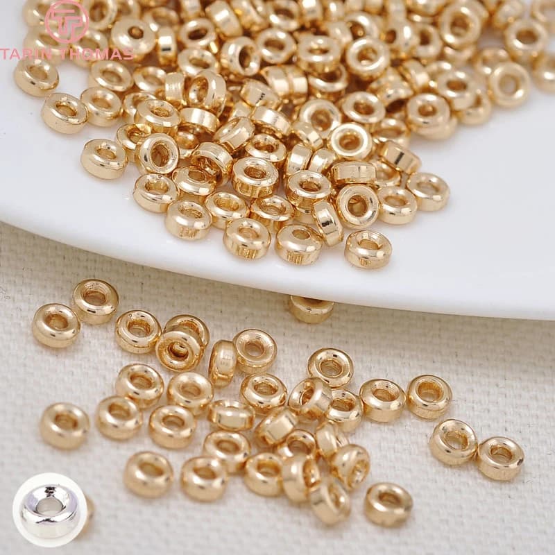 (3009) 20 pièces 4MM 5MM 6MM 24K couleur or plaqué laiton rond entretoise perles de haute qualité bijoux à bricoler soi-même accessoires