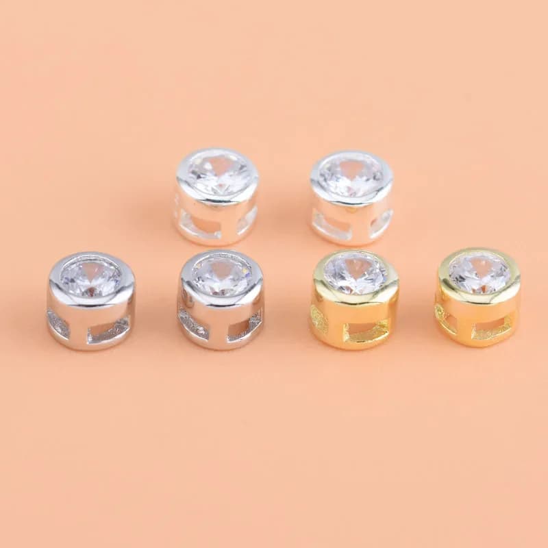 Perles de haricot diamantées rondes en argent regardé 925 micro-incrusté, matériel de bricolage fait à la main, bracelet, accessoires de collier
