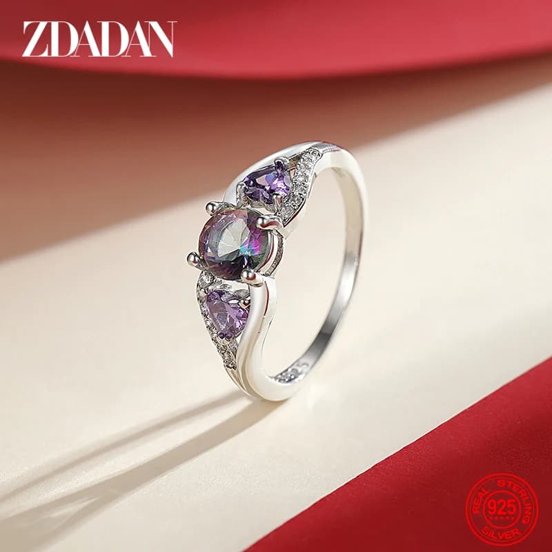 ZDADAN – bague en argent Sterling 925 en forme de cœur pour femmes, bijoux de mariage à la mode