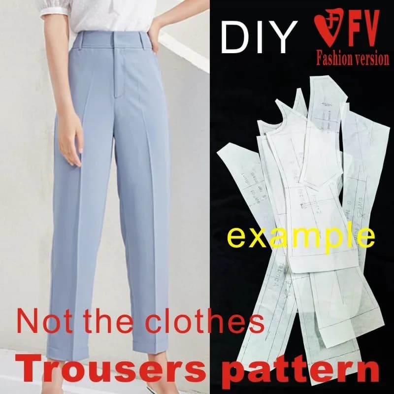 Dessins de coupe pantalon taille haute femme structure de vêtement design pantalon motif BCK-51