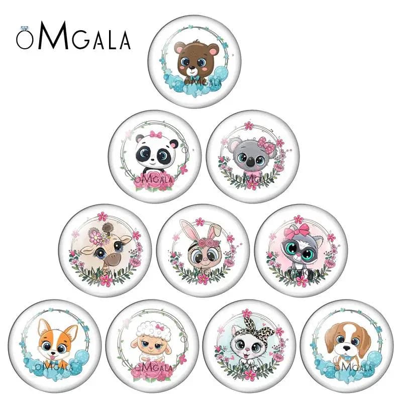 KrasnoWolf-Cabochon Rond en Verre avec Photo, Lapin, Fleurs, Animaux, Démo, Dos pio, Résultats de Direction, 12mm, 14mm, 16mm, 18mm, 20mm, 25mm, 10Pcs