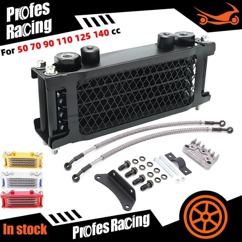 Ensemble de refroidisseur d'huile de radiateur de refroidissement d'huile de moto pour 50 70 90 110 125 140cc Dirt Bike Monkey Bike DAX Pocket Bike ATV moteur