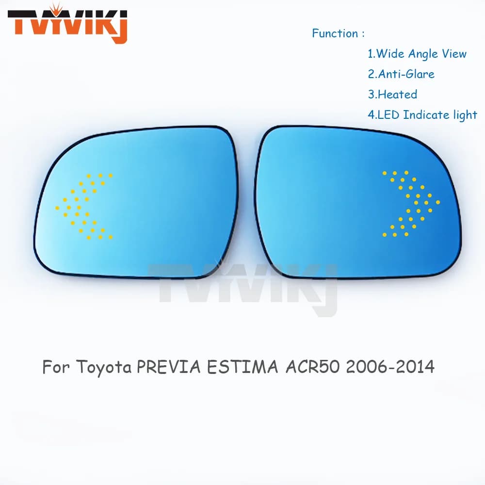 Rétroviseur Latéral avec Lentille en Verre Bleu, Indicateur LED pour Toyota Previa ESTIMA ACR50 2006-2014, Vue Grand Angle, Anti-absorbe ouissement, 1 Paire