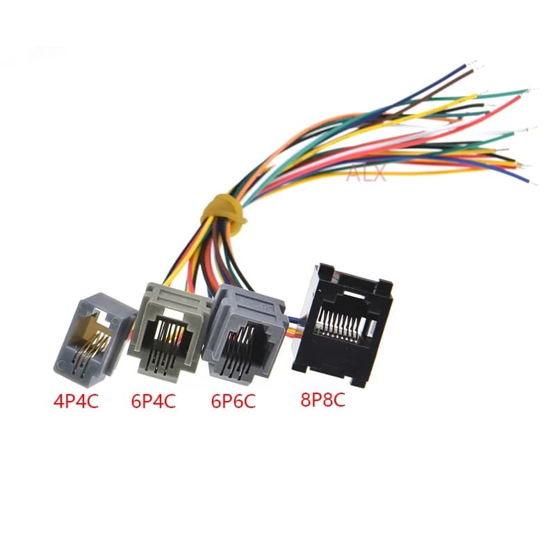 Connecteur de prise femelle téléphonique RJ11 RJ12 RJ45, avec fil 4P4C 6P4C 6P6C 8P8C, connecteur jack femelle 616E 623K 616M 641D, 5/10 pièces