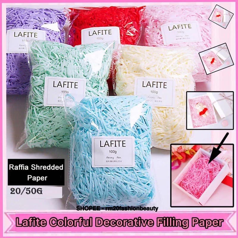 Papier raphia déchiqueté pour bricolage, emballage cadeau, matériau de remplissage de panier, fête de mariage, déco GT, 20g, 50g