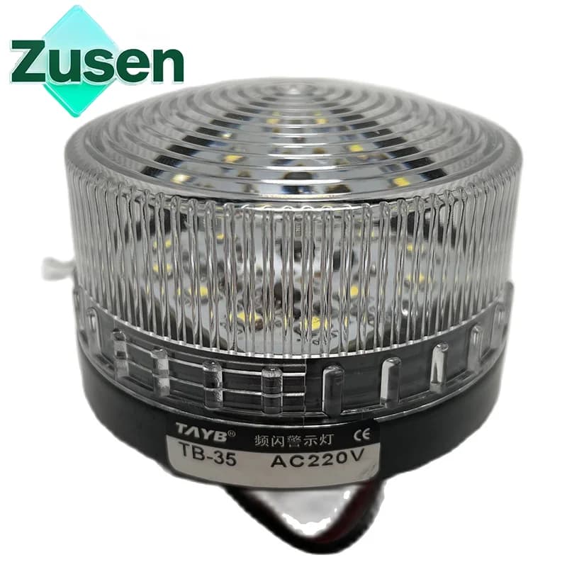 Zusen TB35-W 12v 24v 110v 220v blanc alarme de sécurité Signal stroboscopique voyant d'avertissement petite lampe LED clignotante