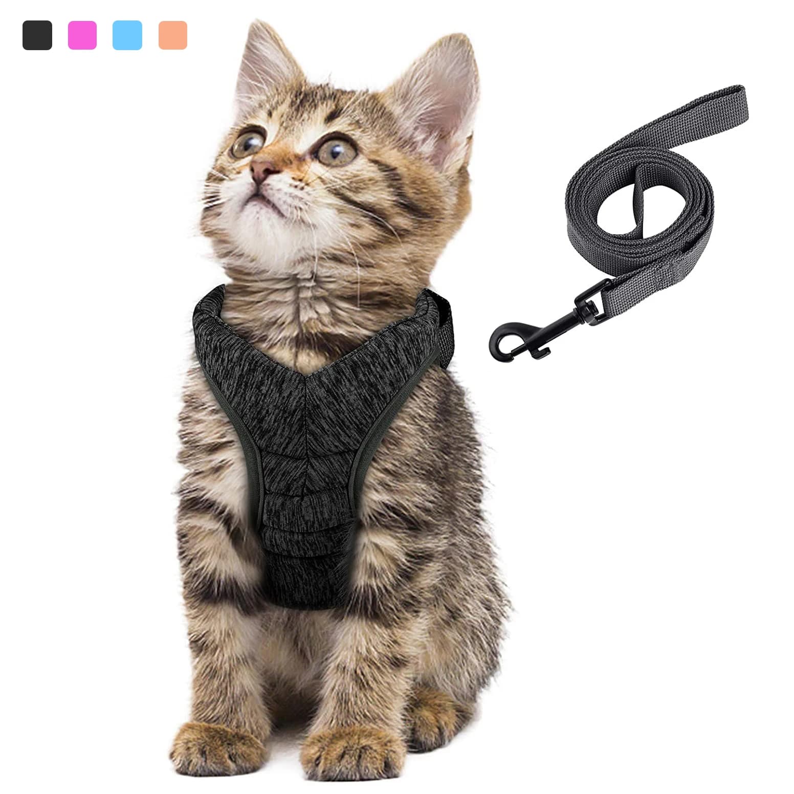 Harnais réglable anti-évasion pour chaton, léger, respirant et doux, gilet de sécurité pour animaux de compagnie, laisse de traction pour chaton