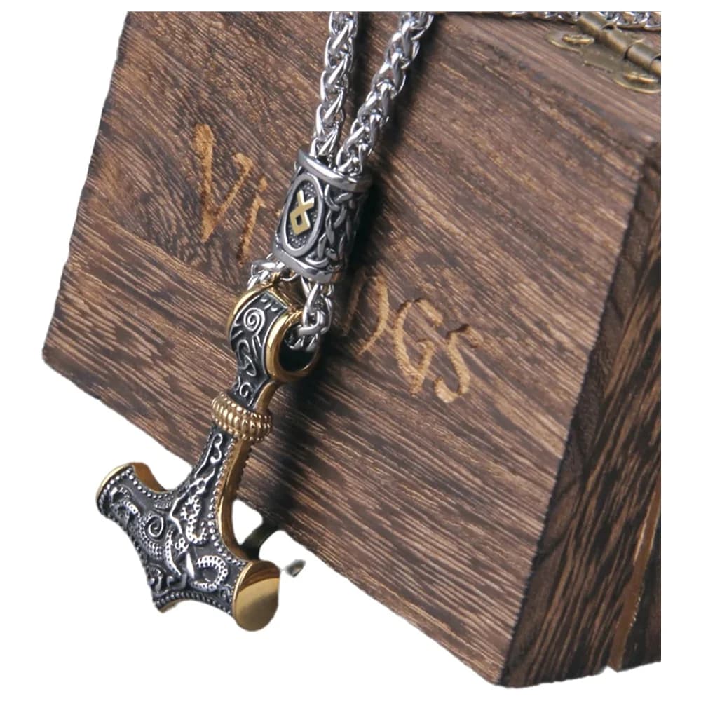 Vikings nordiques marteau de Thor Mjolnir rune scandinave amulette collier chaîne en acier inoxydable pendentif ancre végétarien bijoux masculins