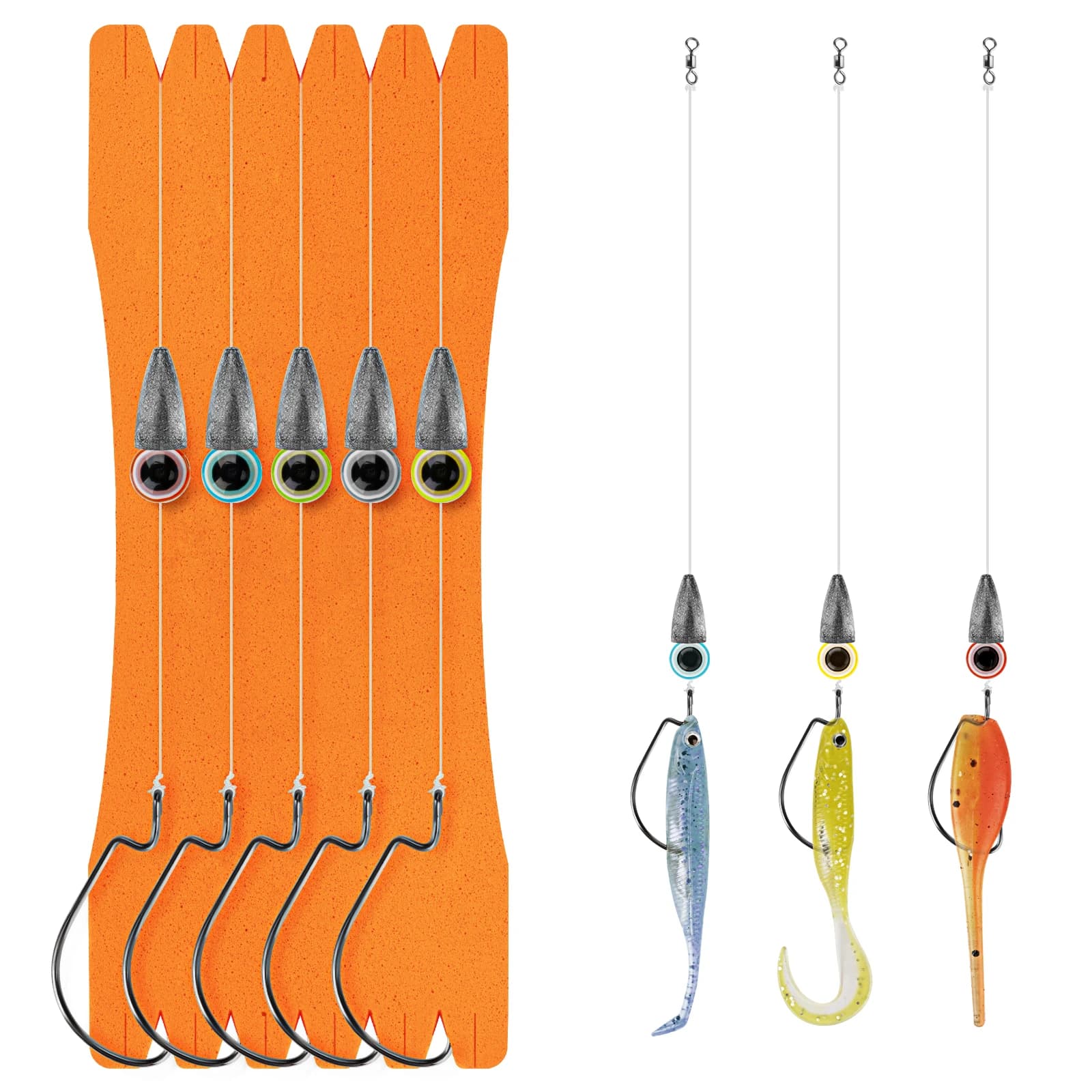 5 pièces Texas Rig Carolina Rigs ensemble pour la pêche au bar 3.5g 5g 7g 10g plombs de balle # Giroir de pêche à crochet décalé 1/0