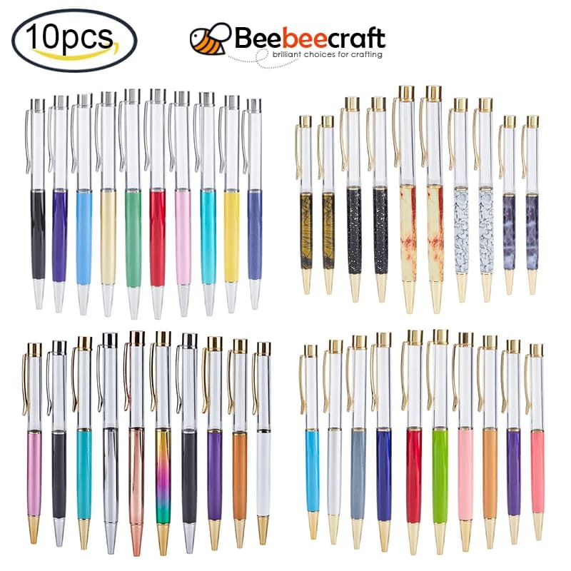 AfricTube-Stylos Flottants à Bille en Clip, 10 Pièces, Créatifs, pour Bricolage, Paillettes, Élection, Résine Xy