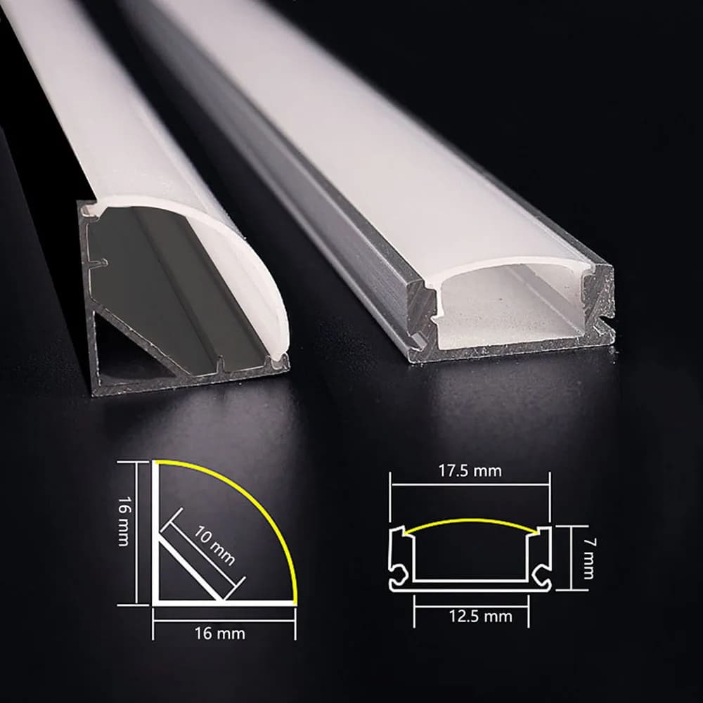 Canal en aluminium de 50cm pour bande LED, profil en aluminium en forme de V de Style U avec diffuseur, couvercle PC laiteux, support de lumière pour bandes de barre LED