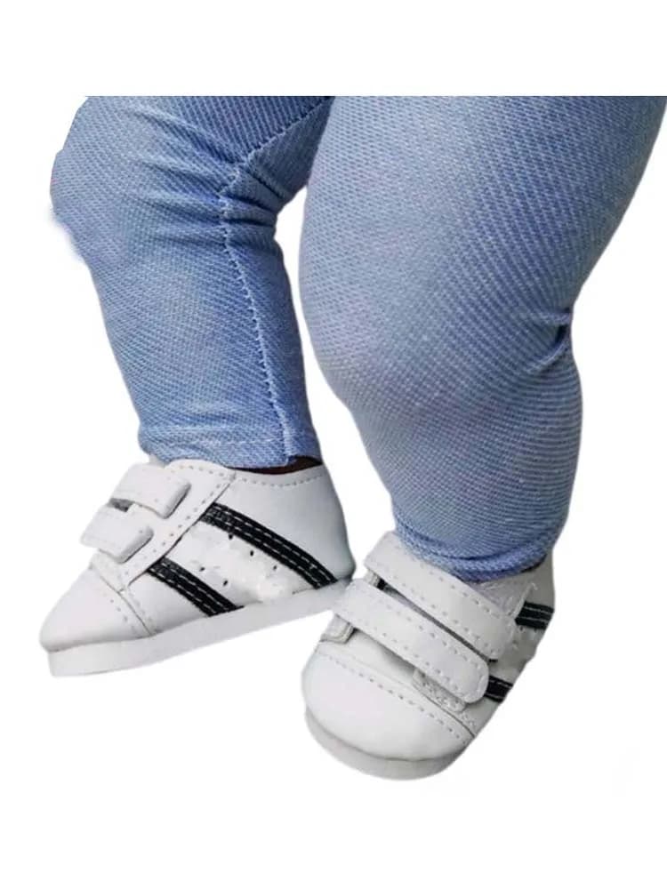 Chaussures de 7.5CM pour poupées de bébé de 43 cm, baskets blanches adaptées à la poupée de fille de 18 pouces, chaussures décontractées, bottes de jouets, accessoires de poupée