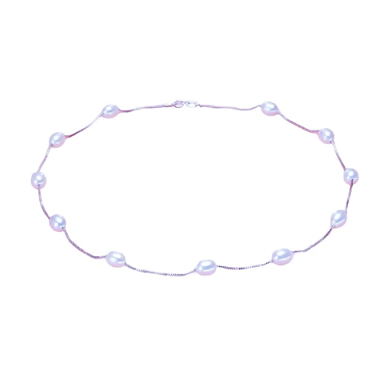 Collier de perles d'eau douce naturelles pour femmes, bijoux en argent regardé 925, cadeau de mode