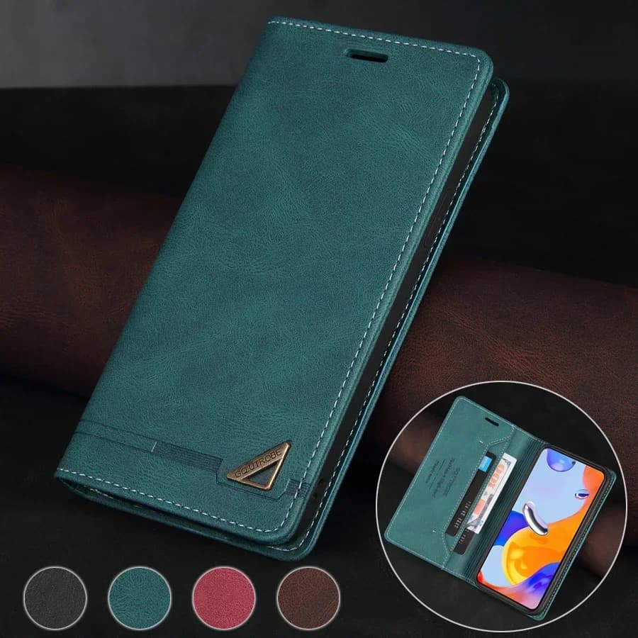 Étui portefeuille en cuir à rabat magnétique antivol avec fente pour carte, pour Xiaomi Poco X7 Pro 15T 14T Redmi 15C 14C 13C Note 14 Pro 14S 13 12 11