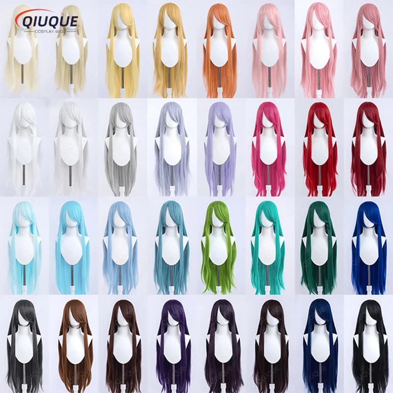 Perruque de cosplay droite de 100 cm, 80 couleurs, compatible avec l'anime, universelle, Omopinenet, résistante à la chaleur, en cheveux synthétiques + bonnet de perruque